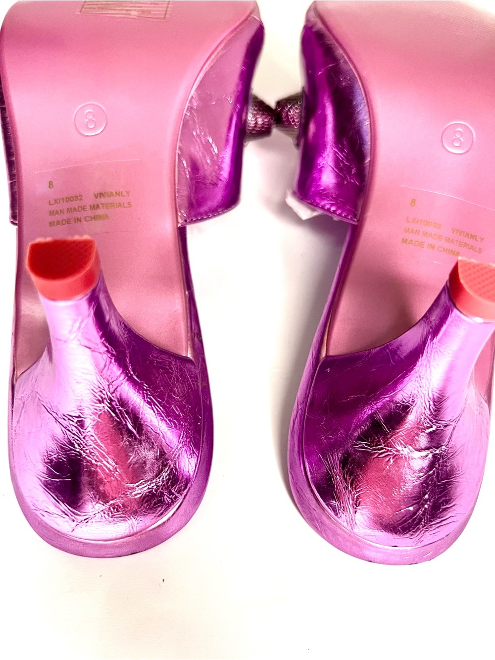 Metallic Embellished Purple Mules w/ Industrial Hardware Studded Metal Accents - Picture 11 of 13